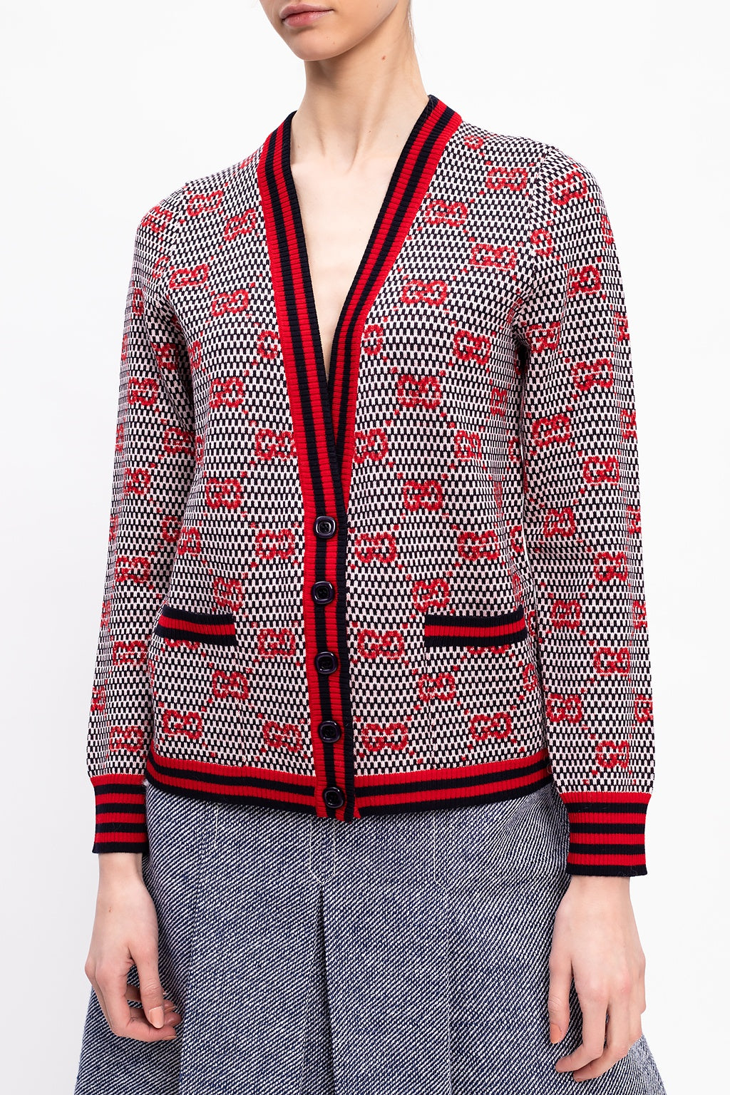 GG jacquard wool cardigan