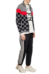 Gucci GG Supreme Striped Knit Cardigan with Zipper