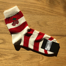 Load image into Gallery viewer, Gucci Red and White Striped Knitted Ankle Socks with Cherries