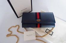 Load image into Gallery viewer, Gucci Ophidia Leather Continental Wallet On Chain in Blue