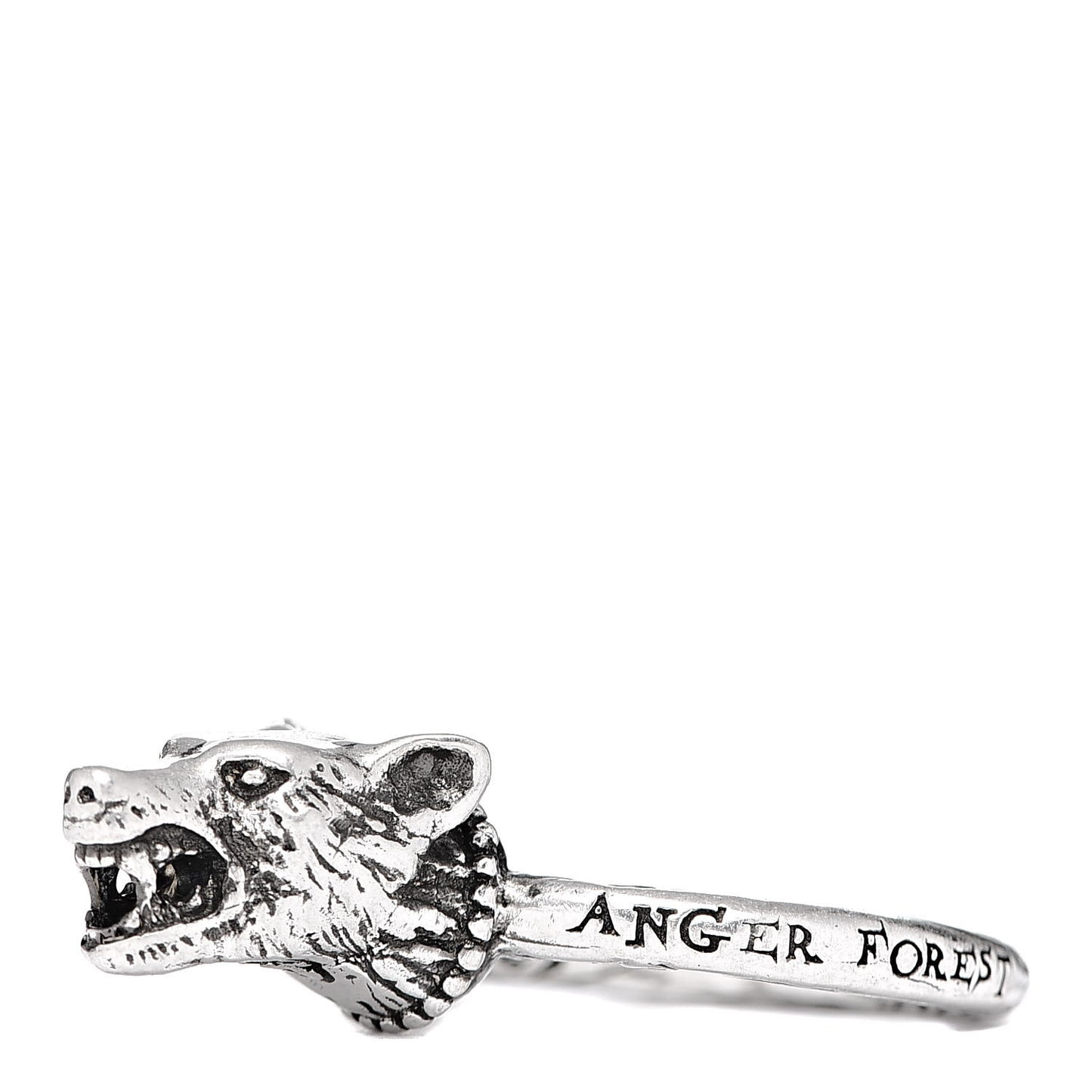 Gucci Anger Forest Wolf Head Ring in Sterling Silver