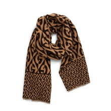 Load image into Gallery viewer, Gucci GG Rhombus Logo Jacquard Scarf in Beige and Black