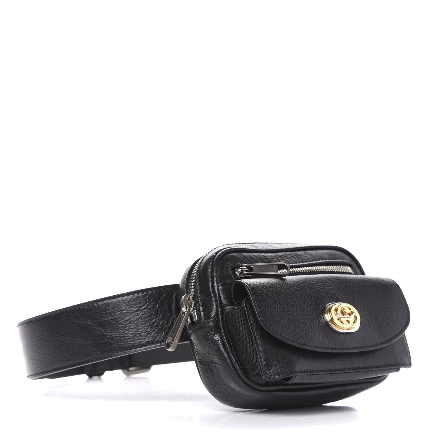 Gucci Marina Morpheus Crackled Leather Belt Bag in Black