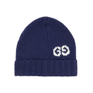 Gucci GG Logo Wool Beanie Hat in Midnight Blue