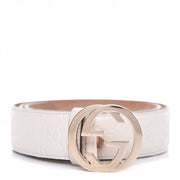 Gucci Interlocking GG Leather Belt In Mystic White