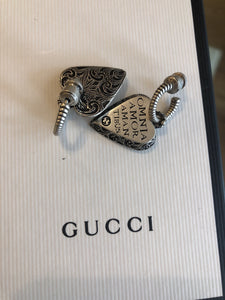 Gucci Sterling Silver Earrings with Engraved Heart