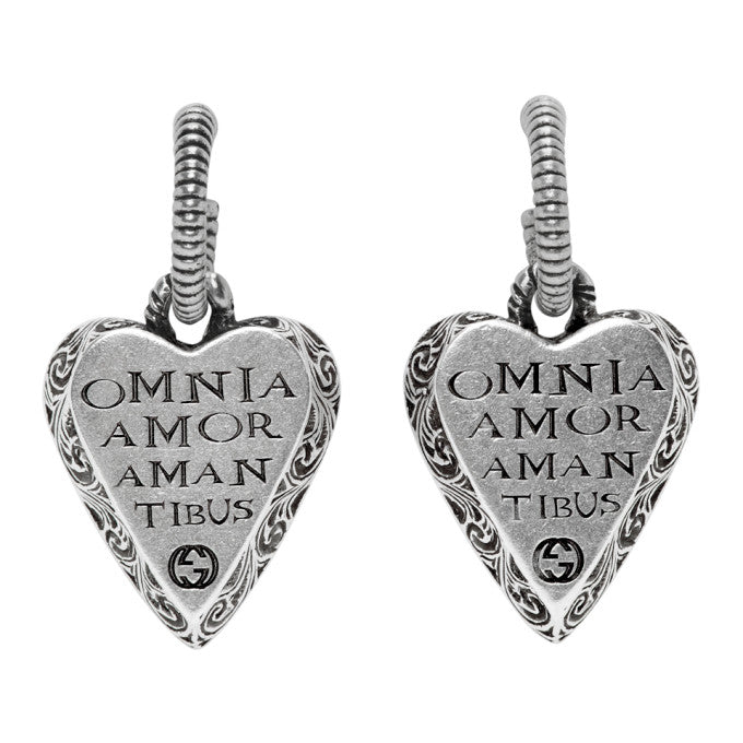 Gucci Sterling Silver Earrings with Engraved Heart