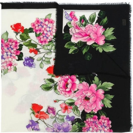 Gucci Rising Flower Silk Scarf in White