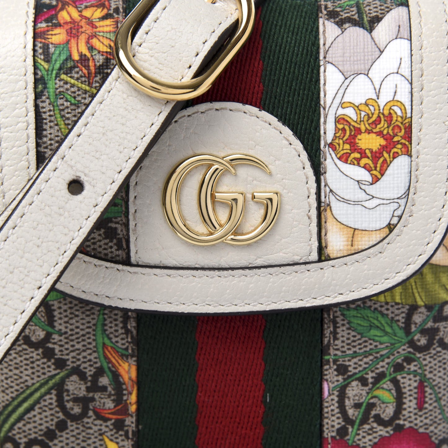 Gucci Ophidia Flora GG Crossbody Shoulder Bag in White