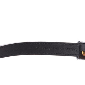 Gucci Leather Belt with Oval Enameled Buckle in Black