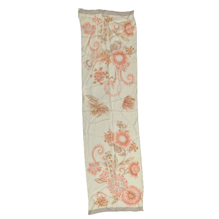 Salvatore Ferragamo Sunflower Floral Silk Scarf in Cream