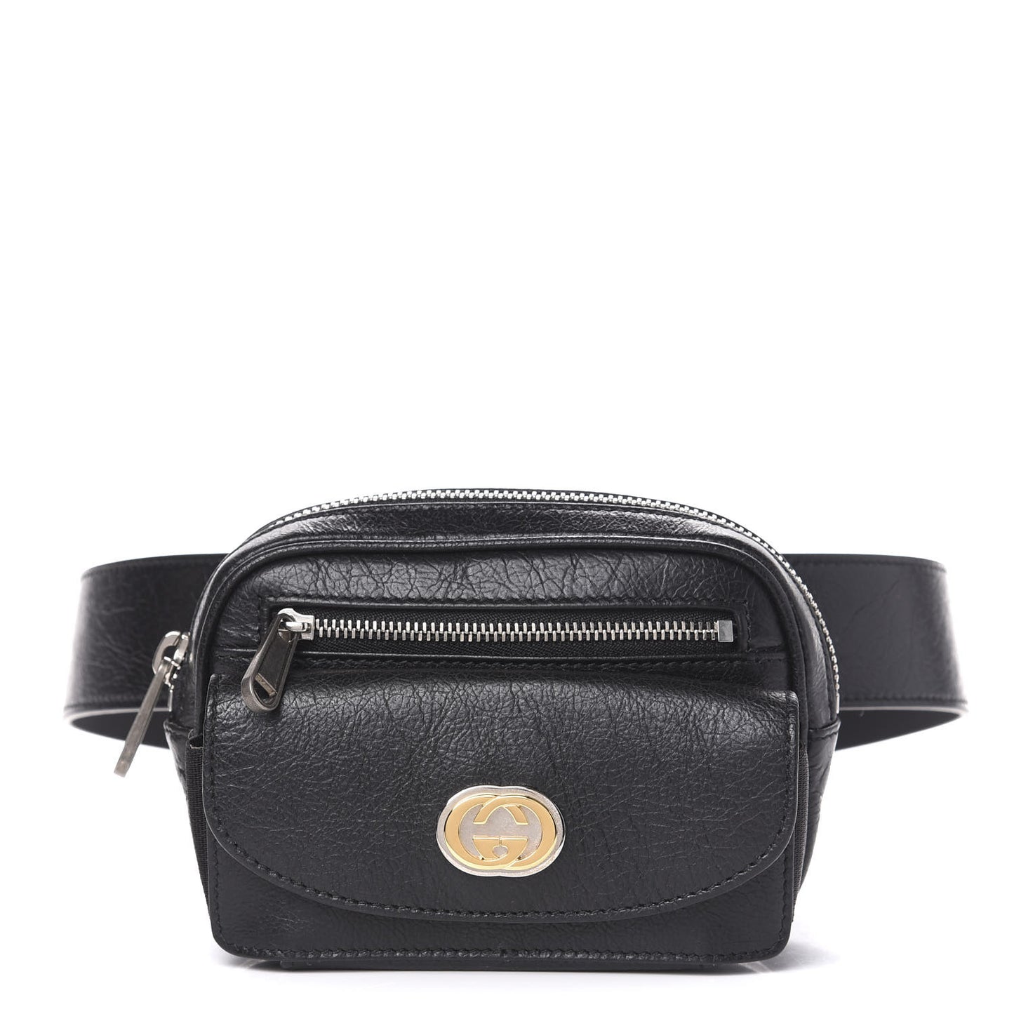 Gucci Marina Morpheus Crackled Leather Belt Bag in Black