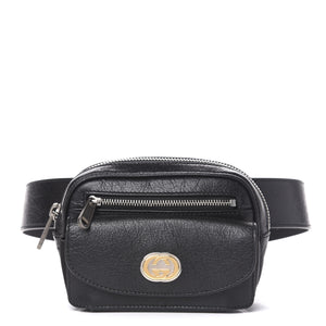 Gucci Marina Morpheus Crackled Leather Belt Bag in Black
