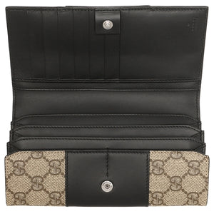 Gucci Continental Flap Wallet in Canvas with Leather Trim