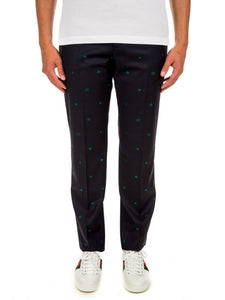 Gucci Wool Jacquard Pants in Dark Blue