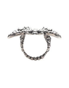 Gucci Crystal Embellished Butterfly Motif Ring in Silver