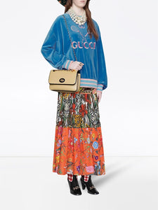 Gucci GG Motif Marina Shoulder Bag in Taupe