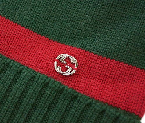 Gucci GG Green Wool Beanie with Red Stripe – Gavriel.us