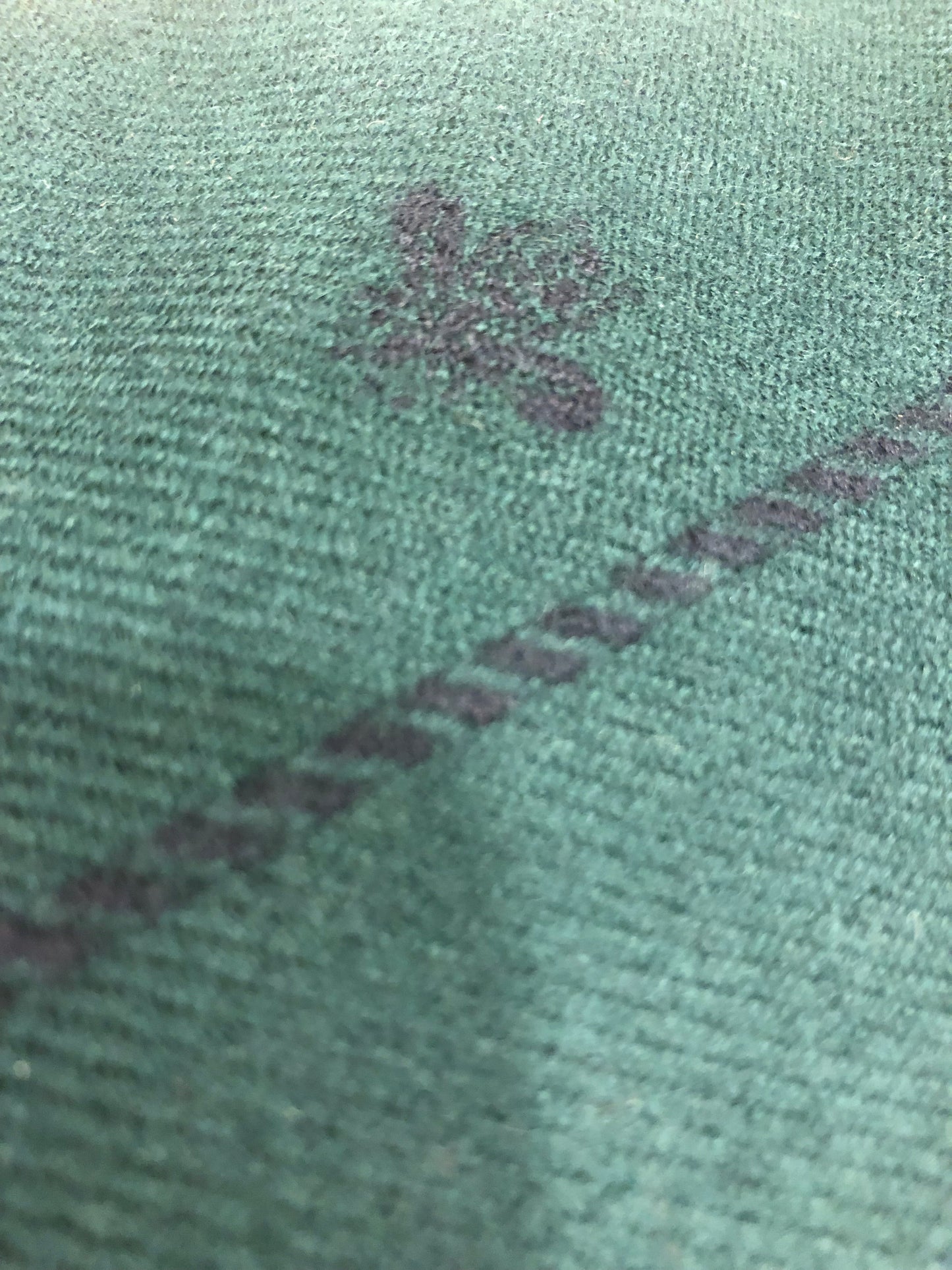 Gucci Green Wool Scarf with Blue Bees & Border