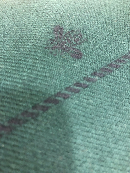 Gucci Green Wool Scarf with Blue Bees & Border