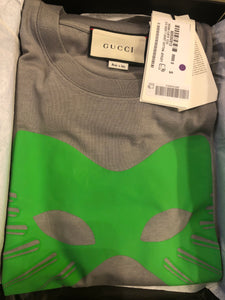 Gucci Oversized Jersey Mask Printed Cotton T-Shirt in Gray