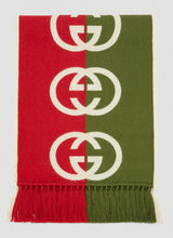 Load image into Gallery viewer, Gucci GG Print Two-toned Scarf In Green and Red