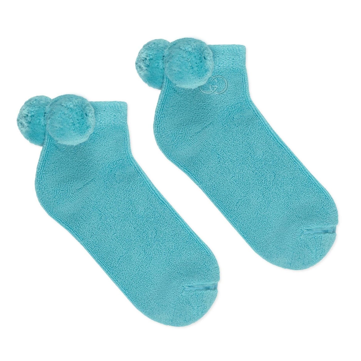 Gucci Cotton Ankle Socks with Pom-poms in Sky Blue