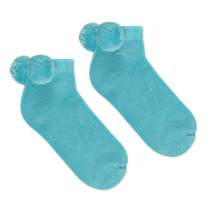 Gucci Cotton Ankle Socks with Pom-poms in Sky Blue