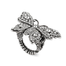Load image into Gallery viewer, Gucci Crystal Embellished Butterfly Motif Ring in Silver