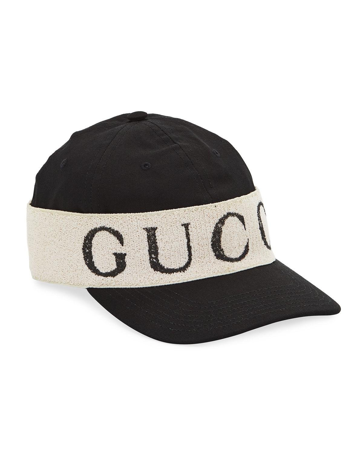 Gucci Canvas Baseball Hat with LOGO Headband in Black