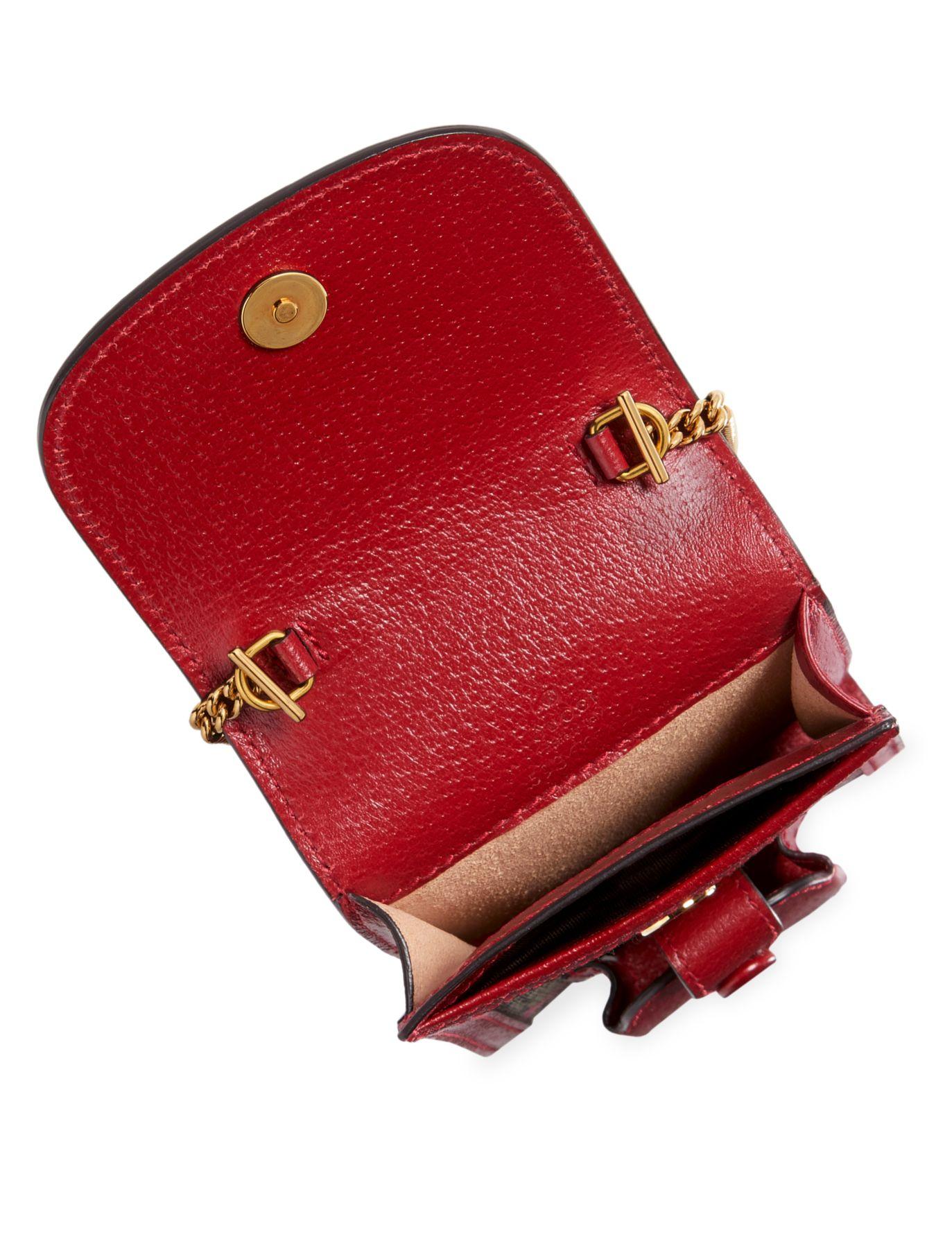 Gucci GG Supreme Monogram Azalea Calfskin Retro Interlocking G Passport Case Beige Red