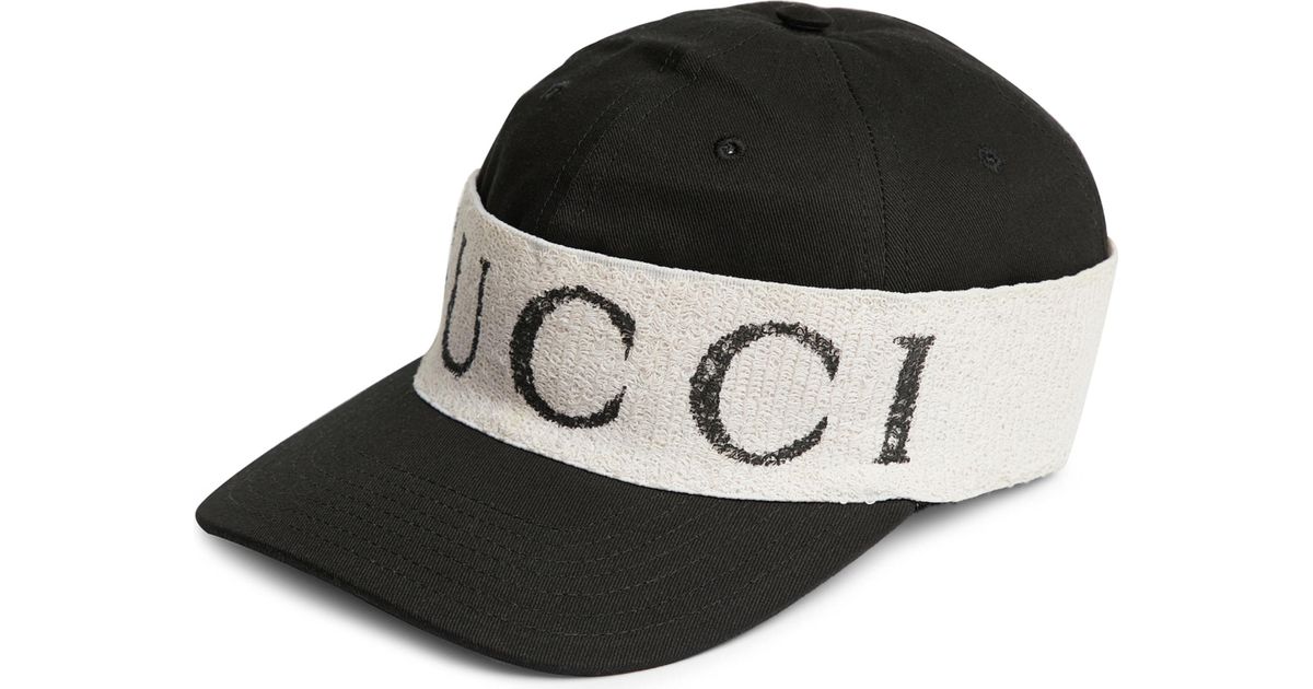 Gucci Canvas Baseball Hat with LOGO Headband in Black