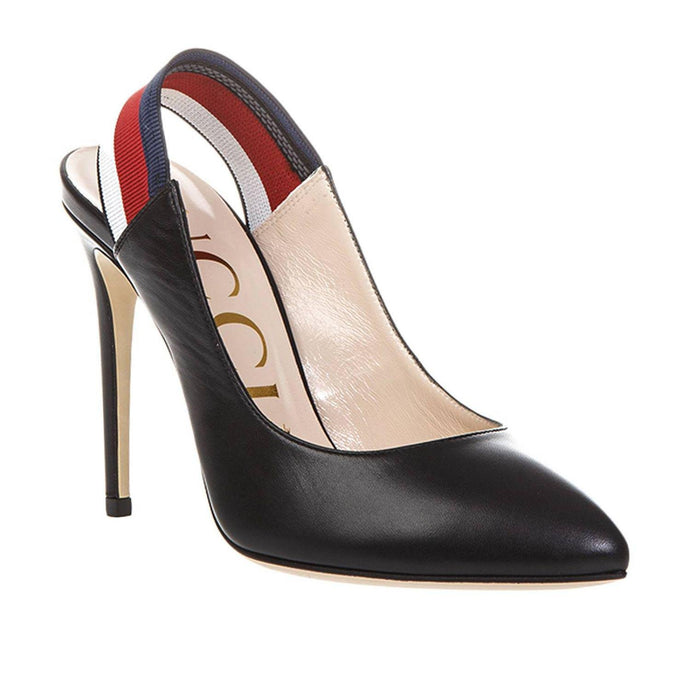 Gucci Sylvie Leather Slingback Pumps in Black