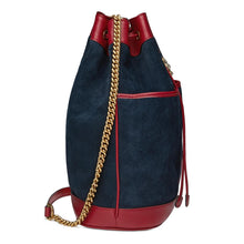 Load image into Gallery viewer, Gucci Bucket Rajah Medium Suede Hobo Bag in Blue