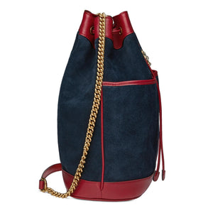 Gucci Bucket Rajah Medium Suede Hobo Bag in Blue