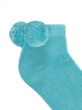 Load image into Gallery viewer, Gucci Cotton Ankle Socks with Pom-poms in Sky Blue