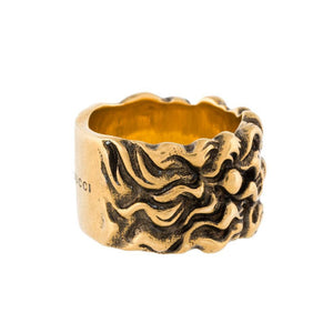 Gucci Lionhead Mane Ring in Antique Gold