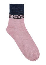 Load image into Gallery viewer, Gucci Lamé Interlocking GG Chain Metallic Socks in Pink