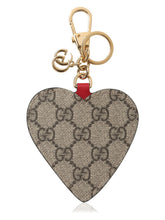 Load image into Gallery viewer, Gucci GG Supreme Embroidered Heart Keychain in Beige