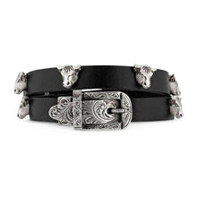 Load image into Gallery viewer, Gucci Anger Forest Double Wrap Leather Bracelet in Black
