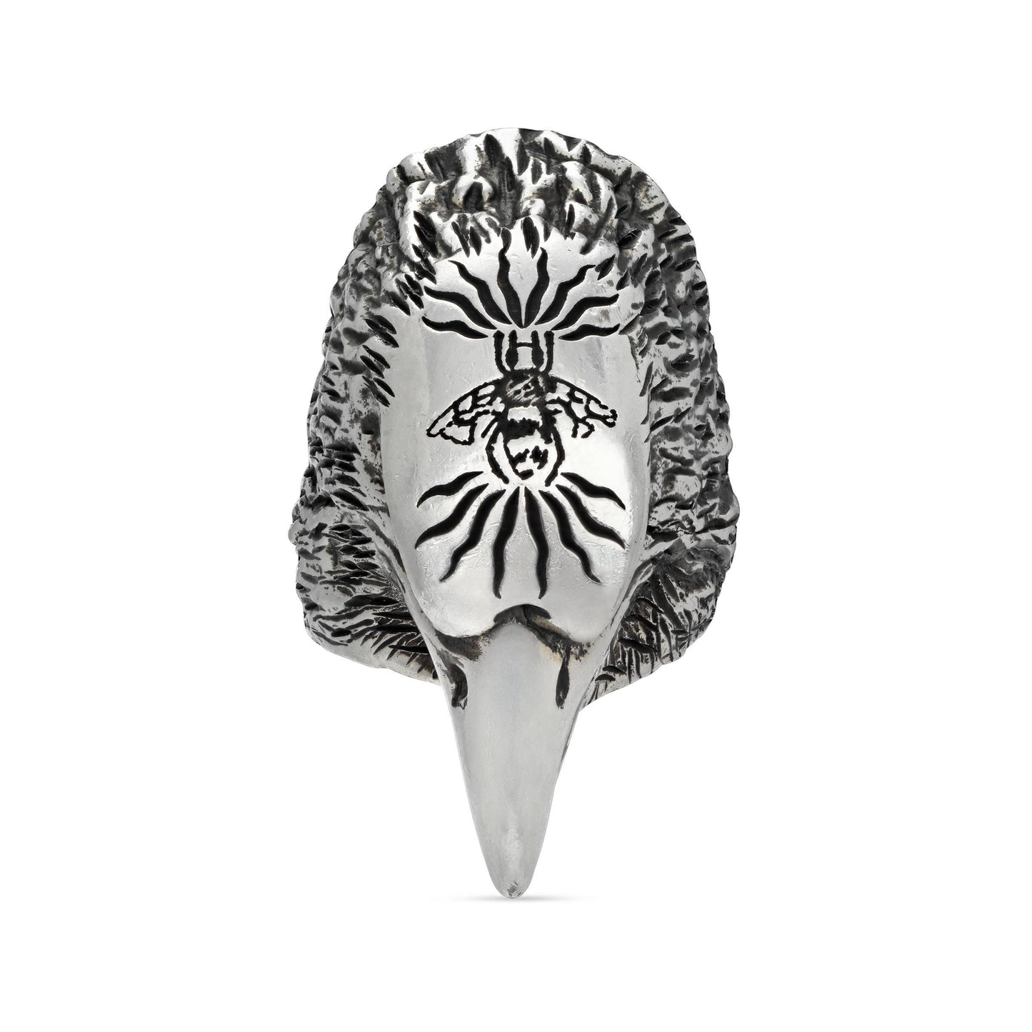 Gucci Anger Forest Eagle Head Ring In Sterling Silver