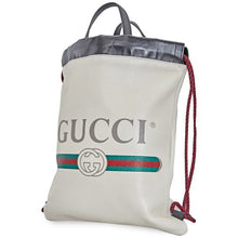 Load image into Gallery viewer, Gucci Logo-Print Drawstring Backpack in White
