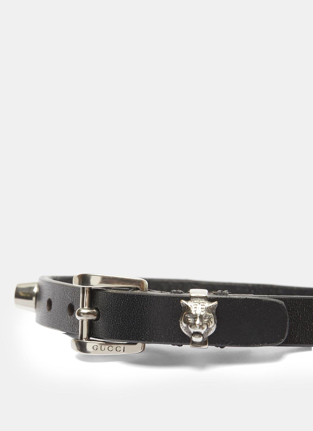 Gucci - Studded Leather and Silver-Tone Bracelet - Men - Black Gucci