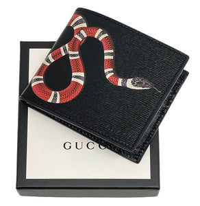 Gucci Men's Kingsnake Print GG Supreme Card Case- Black