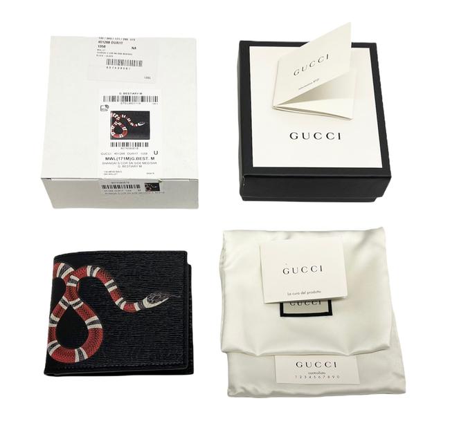 Gucci Black Kingsnake Print Leather Men's Bifold Wallet