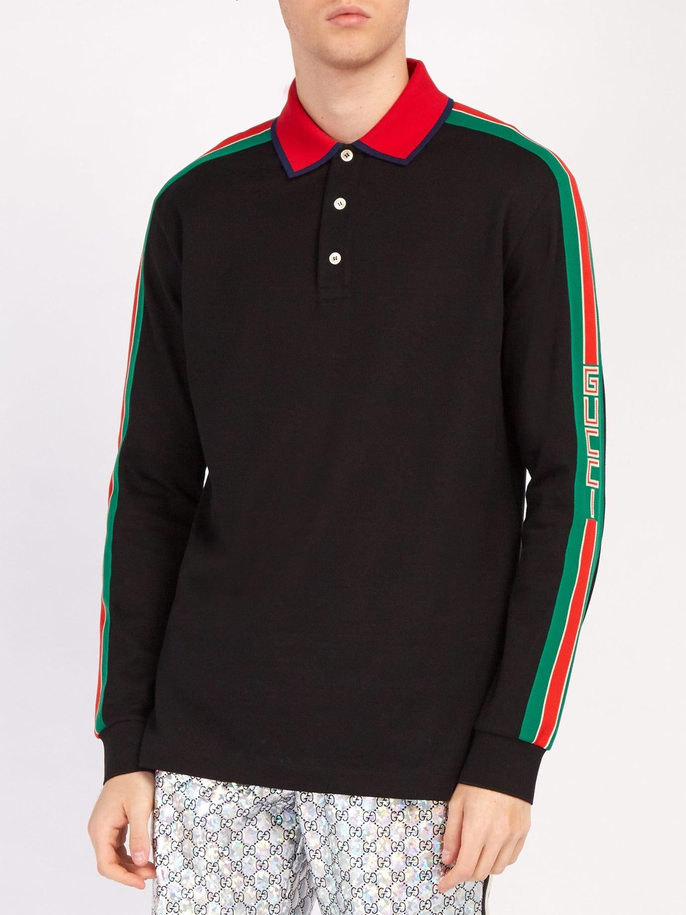 Gucci Web-stripe Detail Long Sleeve Polo in Black – Gavriel.us