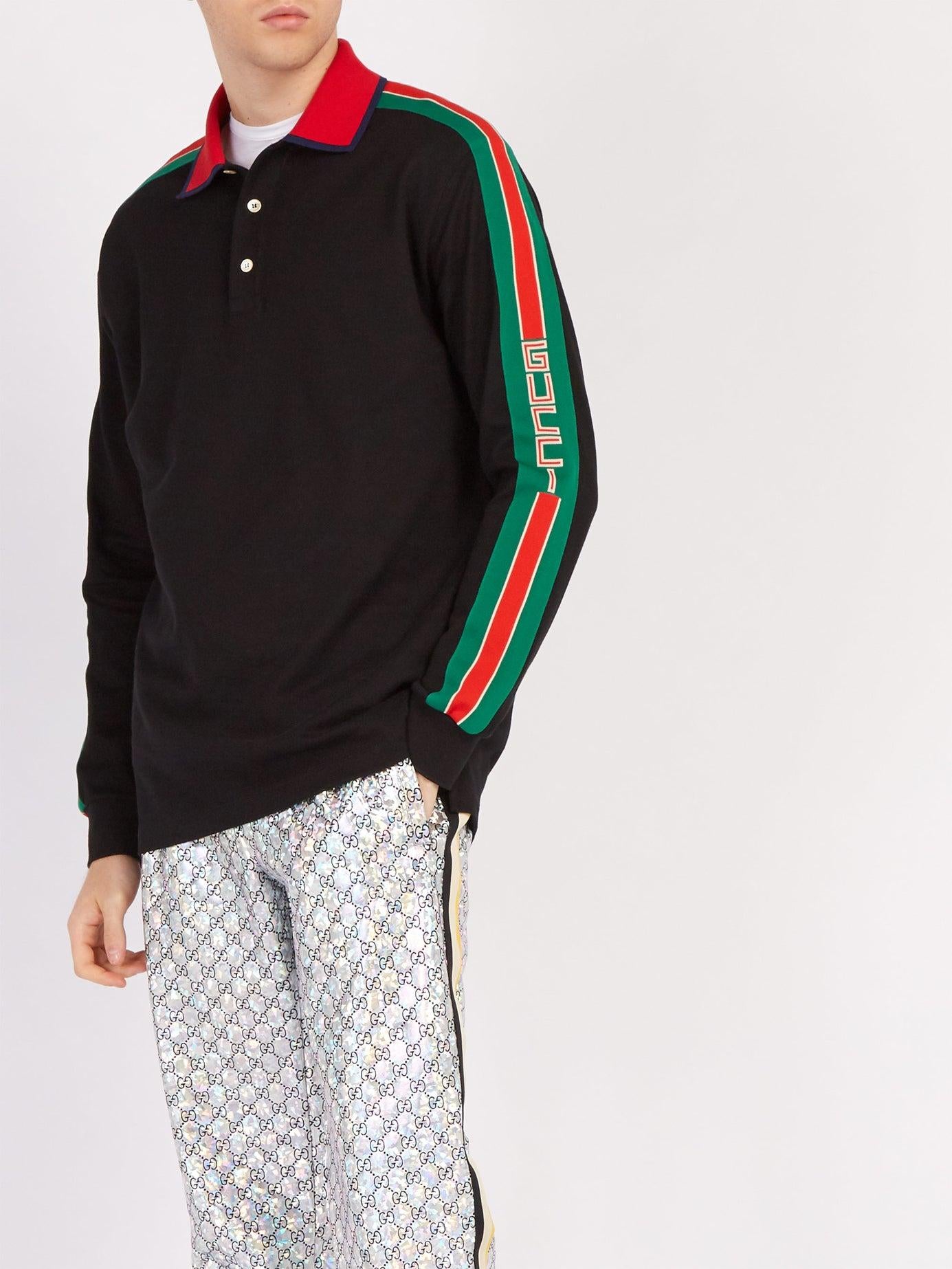 Gucci Web-stripe Detail Long Sleeve Polo in Black – Gavriel.us
