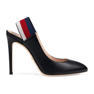 Gucci Sylvie Leather Slingback Pumps in Black