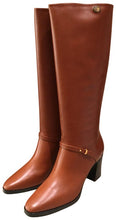 Load image into Gallery viewer, Gucci Double G Leather Knee-high Heeled Boots in Brown