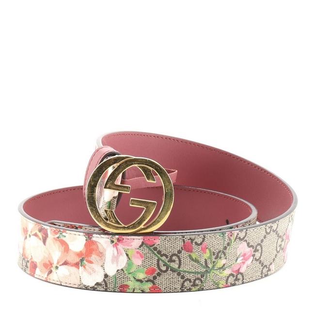 Gucci GG Supreme Monogram Blooms Print Belt in Pink 95